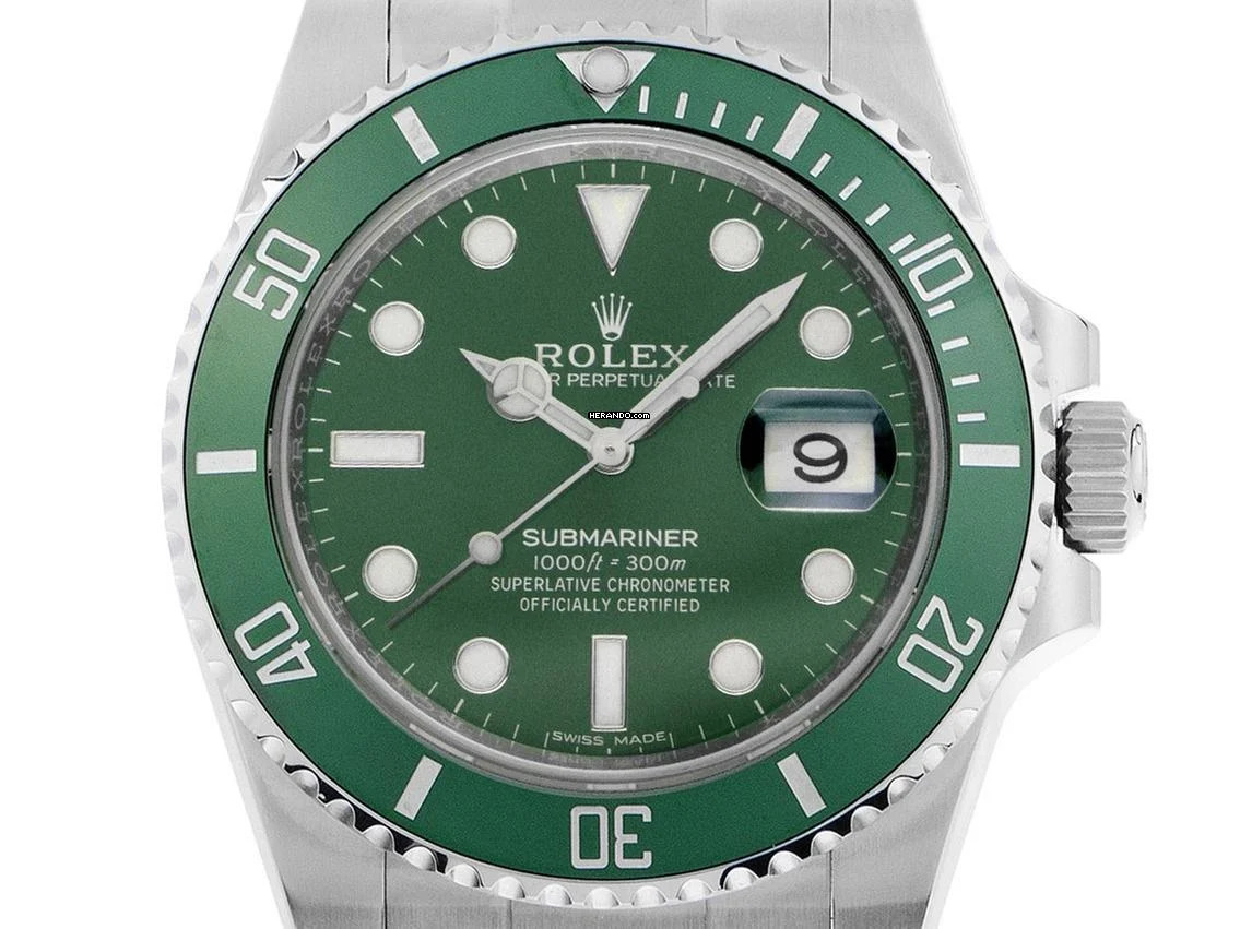 Rolex Submariner Date LV Hulk Ref.116610LV 2012 Full Set wie Neu Vintage Submariner Date LV Hulk Green Dial
