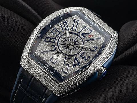  Franck Muller Vanguard Blue Yachting Ref.V45SCDT 2021 Full Set Neu Vanguard Blue Yachting Diamanten 12,00ct Kautschuk Krokoleder Faltschließe 