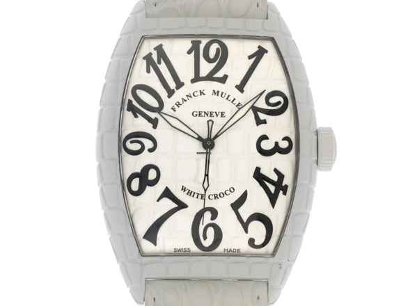  Franck Muller Cintrée Curvex Croco WHT CRO Ref.8880 SC WHT CRO 2020 Full Set sehr gut Vintage Cintree Curvex White Croco Krokoleder 