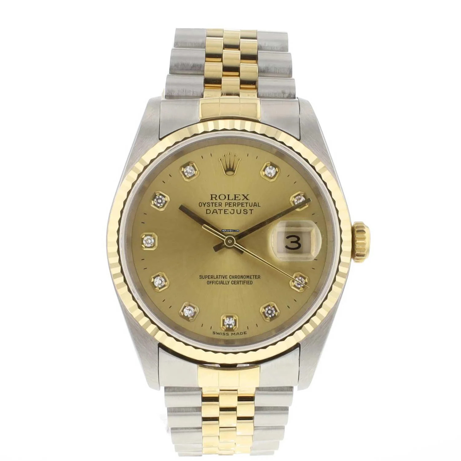 Rolex Datejust 36 Steel/Gold Champagne Diamond Dial