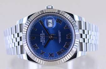 Thumbnail von Rolex Datejust 41 Stahl Jubiléband Azzuro blue roman Dial 41mm B+P Top