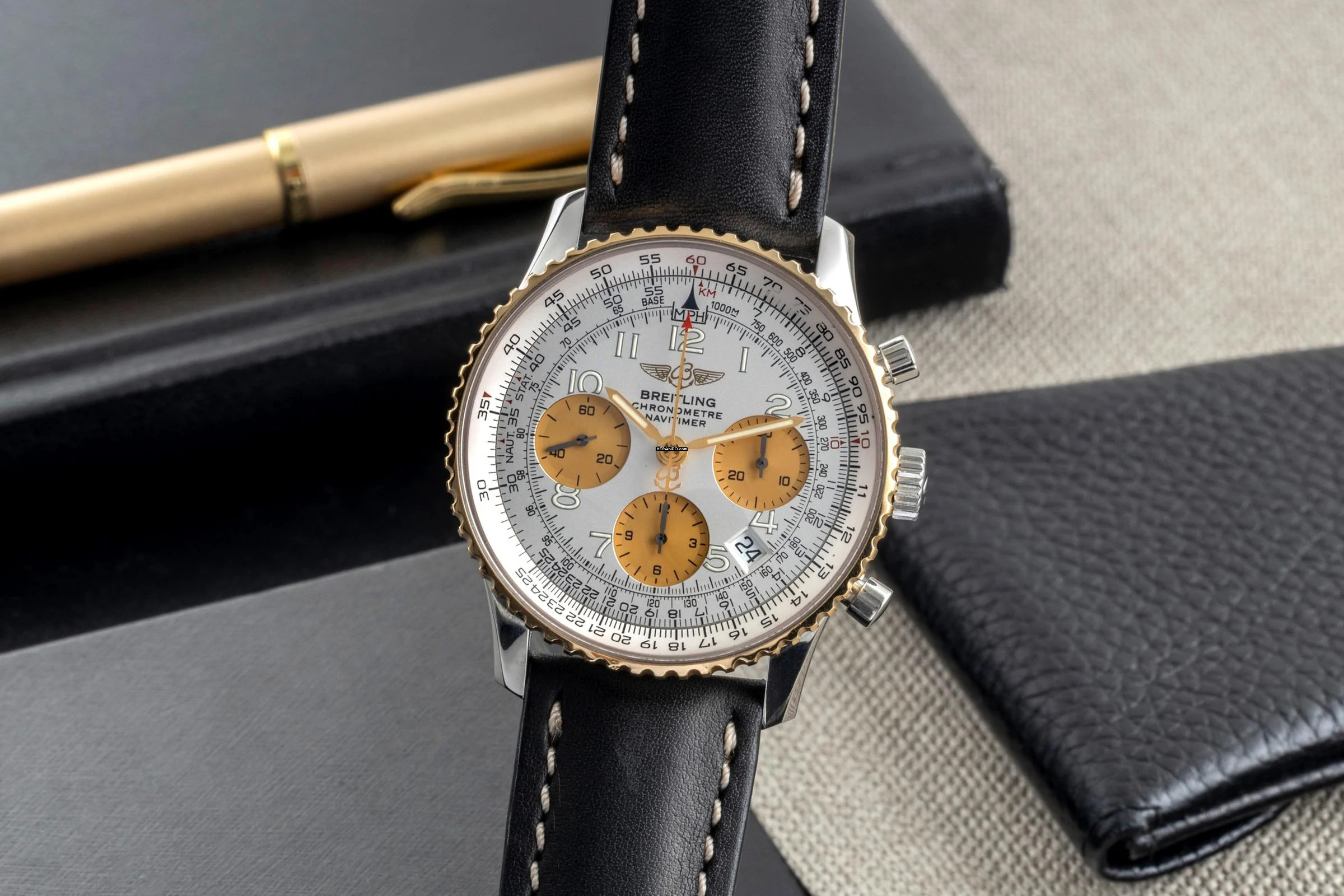 Breitling Navitimer Chronograph Stahl / Gold Automatik Herren Ref D23322 Papiere