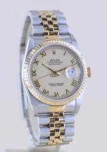 Thumbnail von Rolex Datejust 36 Saphirglas Ivory roman dial Jubiléband Stahl Gold 16233 Klassiker