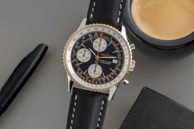  Breitling Old Navitimer Chronograph Stahl Gold Automatik Herrenuhr Ref. D13022 