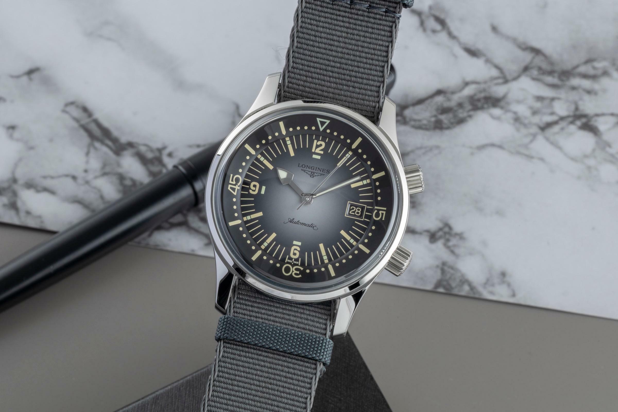 Longines Legend Diver Stahl Automatik Herrenuhr Ref. L3.774.4.70.2 B&P 2025