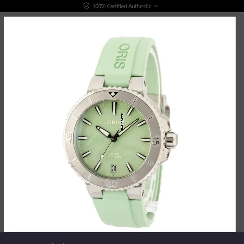 Oris Aquis Date Green Dial NEW FULL SET