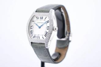 Thumbnail von Cartier Tortue White Gold Grand Model XL Factory Diamonds - With Box And Papers - 2497 2001
