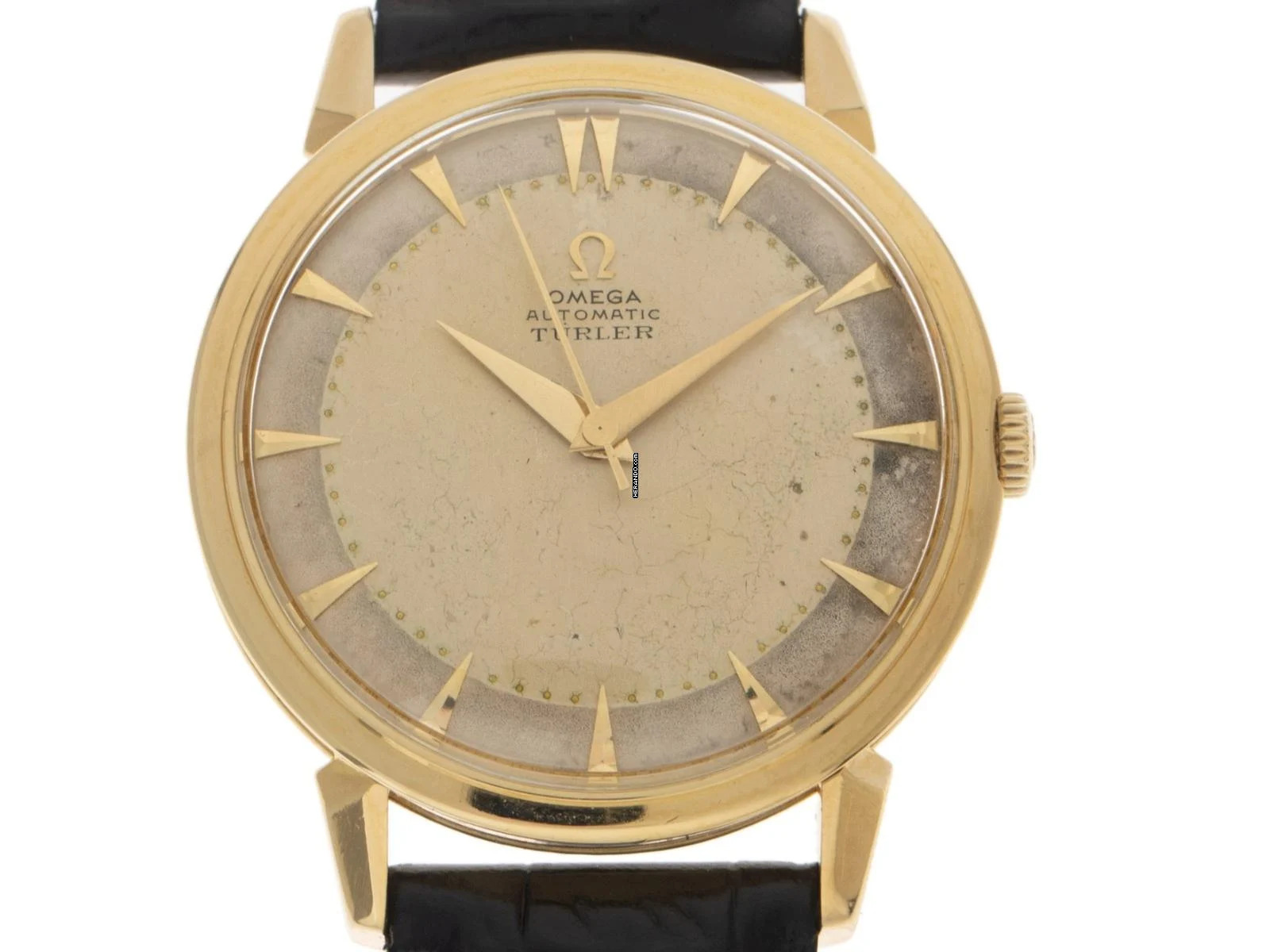 Omega Classic Türler Vintage Ref.2849 1953 original Box sehr gut Vintage Türler Vintage 18kt Gelbgold Krokoleder