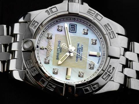  Breitling Galactic Ref.A71365 2013 Full Set sehr gut Vintage Galactic Perlmutt Diamanten 