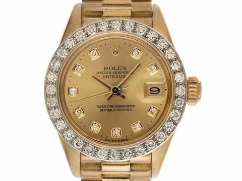  Rolex Lady-Datejust Ref.6917 1980 Box&Beschreibung sehr gut Vintage Datejust Lady 18kt Gelbgold Diamanten 78g 