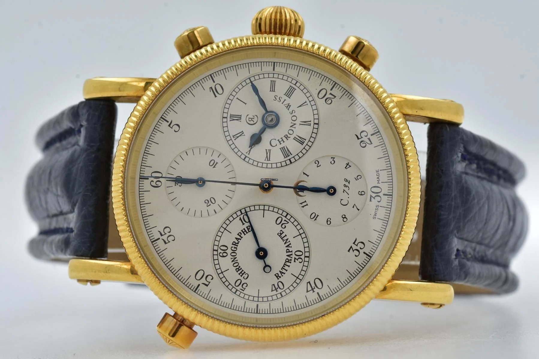 Chronoswiss Chronograph Rattrapante 18k Yellow Gold CH7321 Doppelchronograph 100g