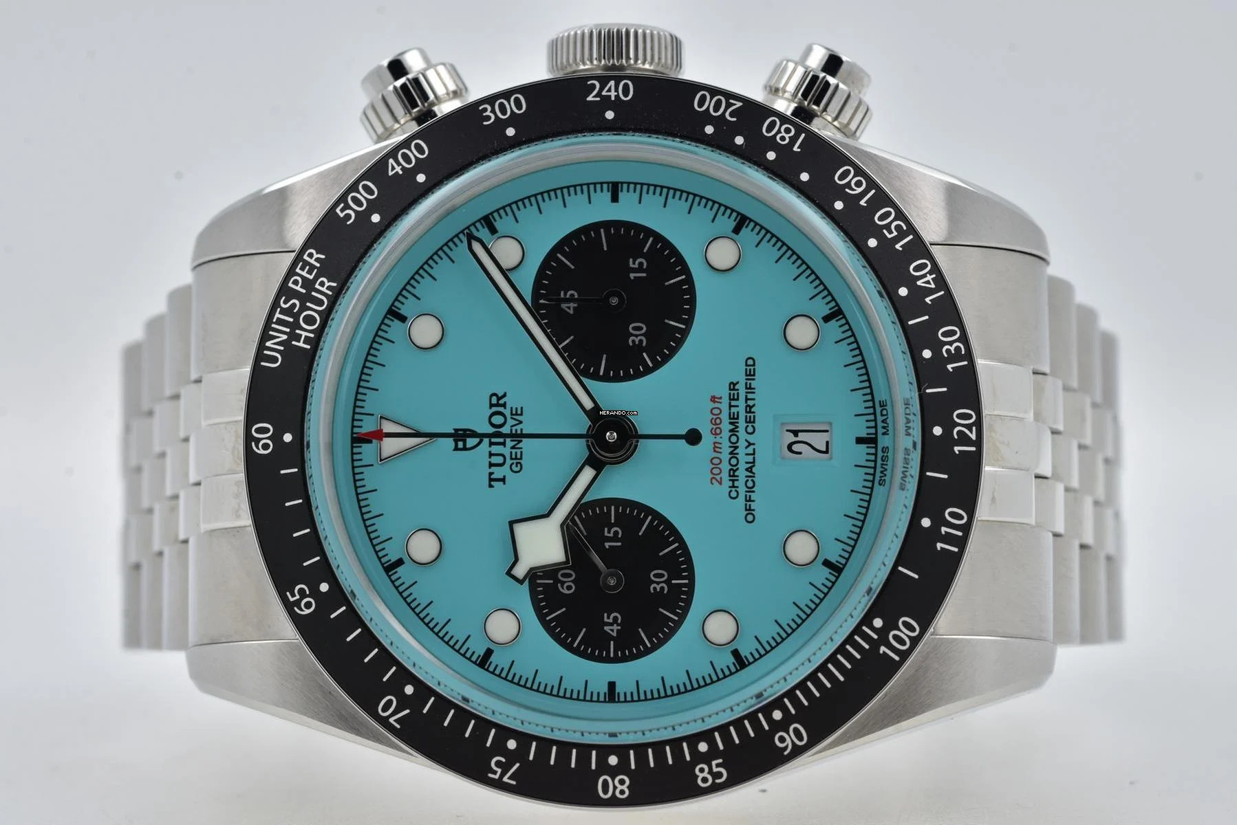 Tudor Heritage Black Bay Chronograph 79360N Tiffany Flamingo Blue Dial