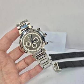  Cartier Pasha Chronograph 2 pulseiras 41mm Completo 