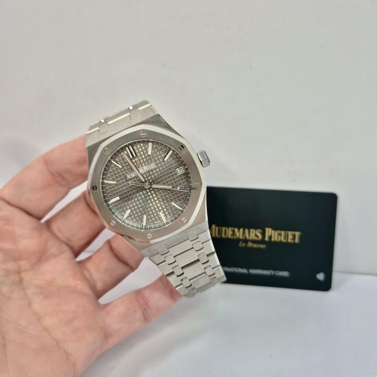 Audemars Piguet Royal Oak 41mm Full Steel Automático Fundo Cinza Completo