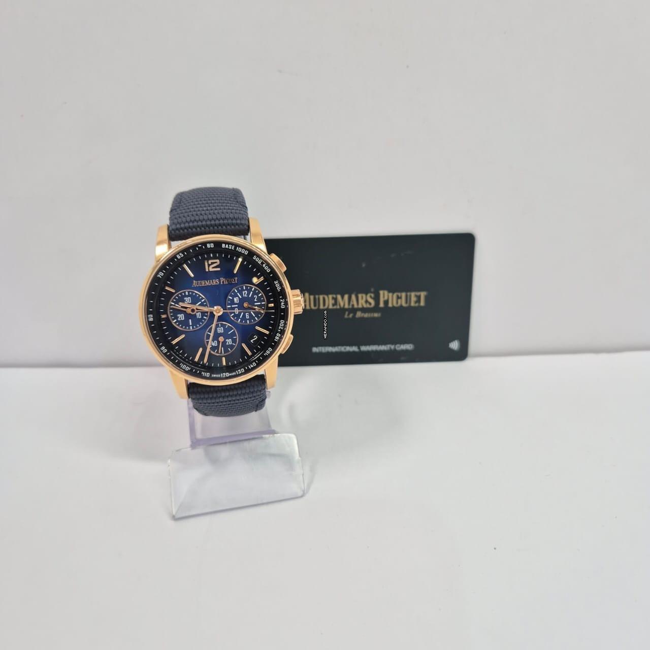 Audemars Piguet Code 11.59 Chronograph Blue Sunburst Dial Ouro Rosé 41mm Completo