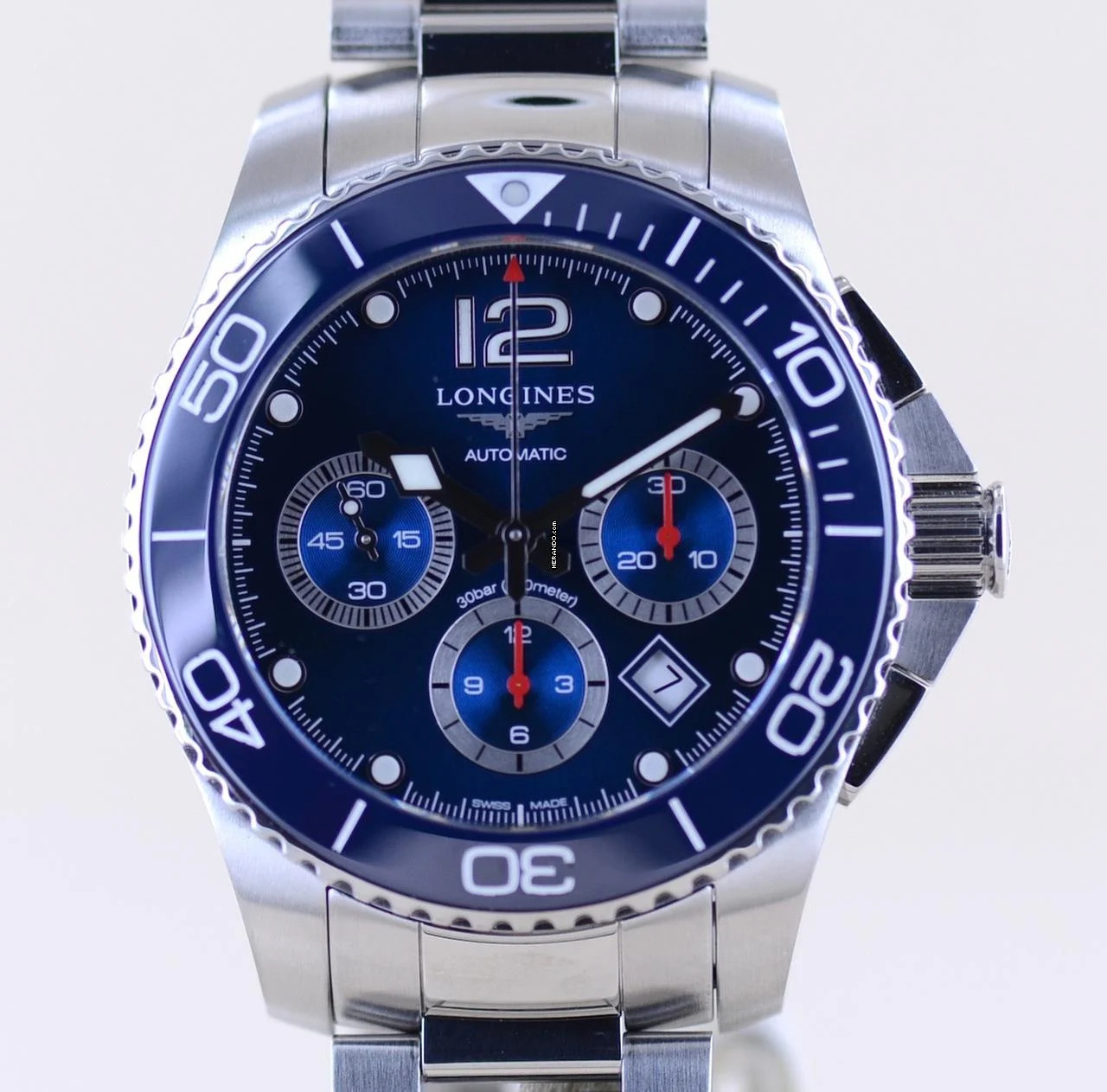 Longines HydroConquest Chronograph Diver Stahl Automatic blue Dial 43mm B+P
