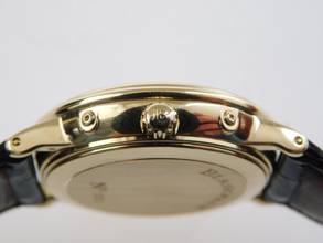 Thumbnail von Blancpain Villeret 18 Karat Gelbgold Automatik Triple Calendar Mondphase 34 mm selten mit deutscher Anzeige original Band und 18Kt Schließ