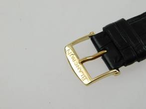 Thumbnail von Blancpain Villeret 18 Karat Gelbgold Automatik Triple Calendar Mondphase 34 mm selten mit deutscher Anzeige original Band und 18Kt Schließ