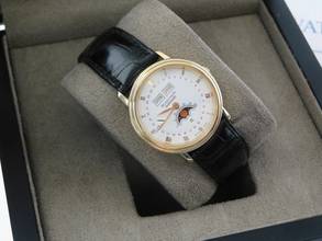 Thumbnail von Blancpain Villeret 18 Karat Gelbgold Automatik Triple Calendar Mondphase 34 mm selten mit deutscher Anzeige original Band und 18Kt Schließ