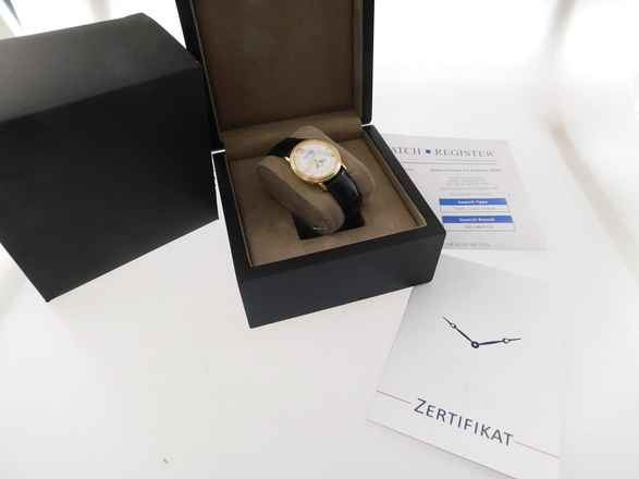  Blancpain Villeret 18 Karat Gelbgold Automatik Triple Calendar Mondphase 34 mm selten mit deutscher Anzeige original Band und 18Kt Schließ 