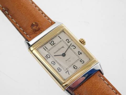  Jaeger-LeCoultre Reverso Classique Classic Stahl / Gelbgold im Top Zustand mit Straußenband und Faltschließe Classic 23 x 38 mm 