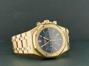 Thumbnail von Audemars Piguet Royal Oak Chronograph Yellow Gold Blue Dial Full Set - Boutique Edition Very Rare