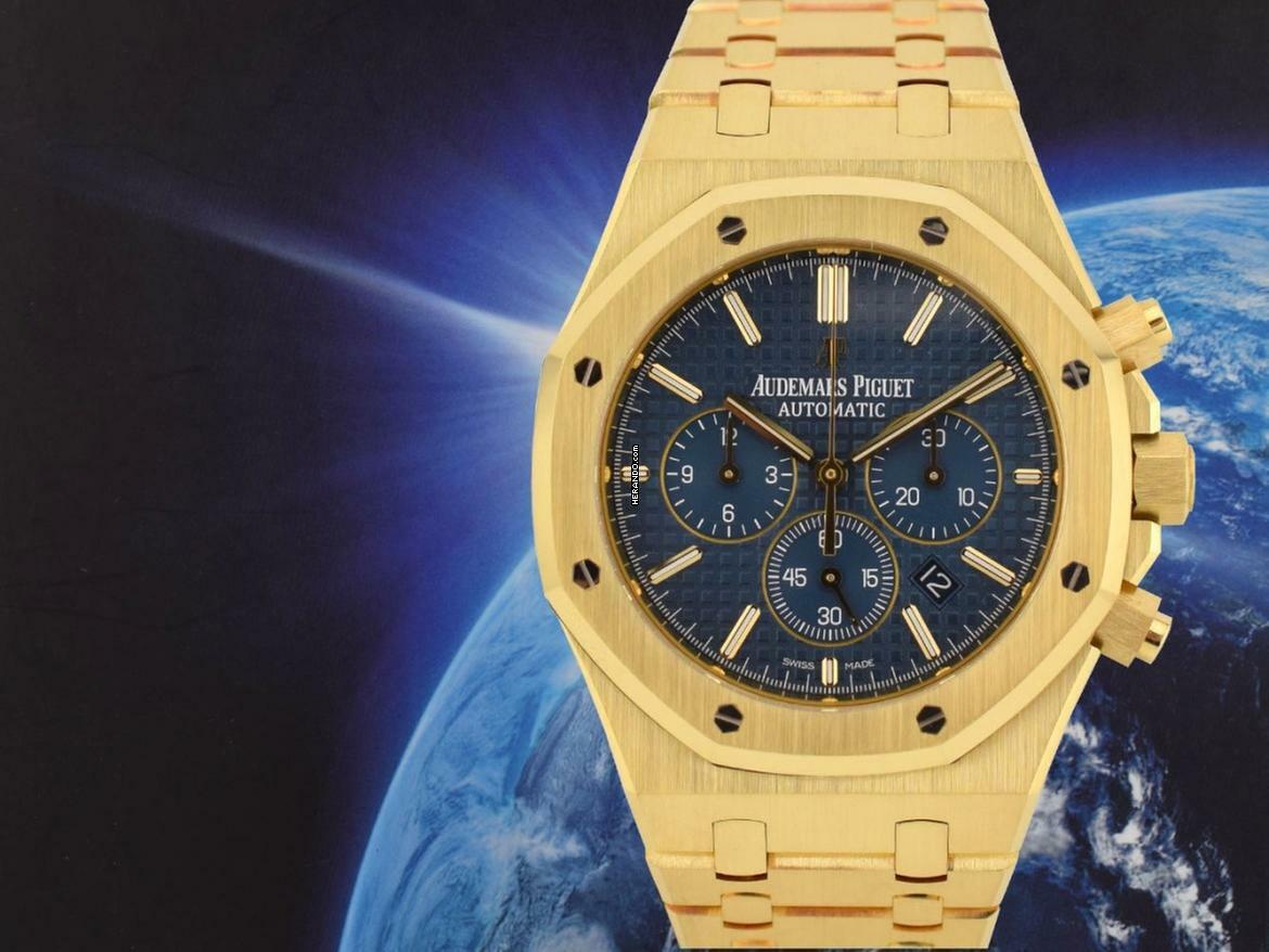Audemars Piguet Royal Oak Chronograph Yellow Gold Blue Dial Full Set - Boutique Edition Very Rare