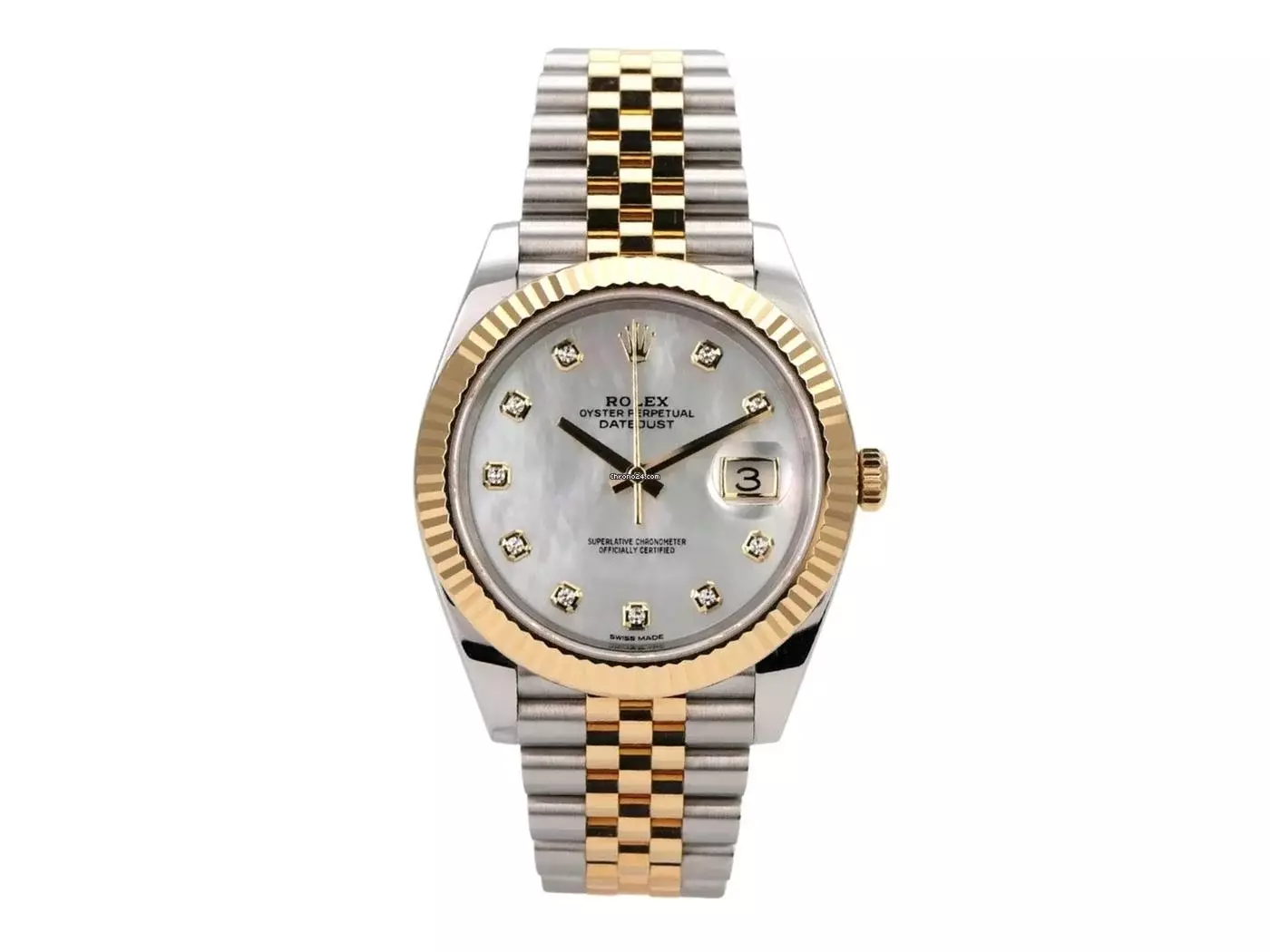 Rolex Datejust 41 Edelstahl Gelbgold 126333 Perlmutt DIA Jubile-B