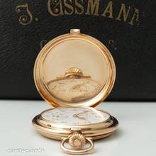 Thumbnail von J. Assmann 54mm 117gr Qualität 1A Savonette Taschenuhr 14k Gold original Box 1910. Ungetragen