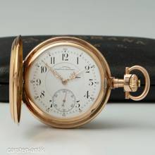 Thumbnail von J. Assmann 54mm 117gr Qualität 1A Savonette Taschenuhr 14k Gold original Box 1910. Ungetragen