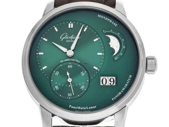  Glashütte Original PanoMaticLunar Ref.1-90-02-13-32-62 2026 Full Set Ungetragen PanoMaticLunar Mondphase Green Dial Faltschließe 