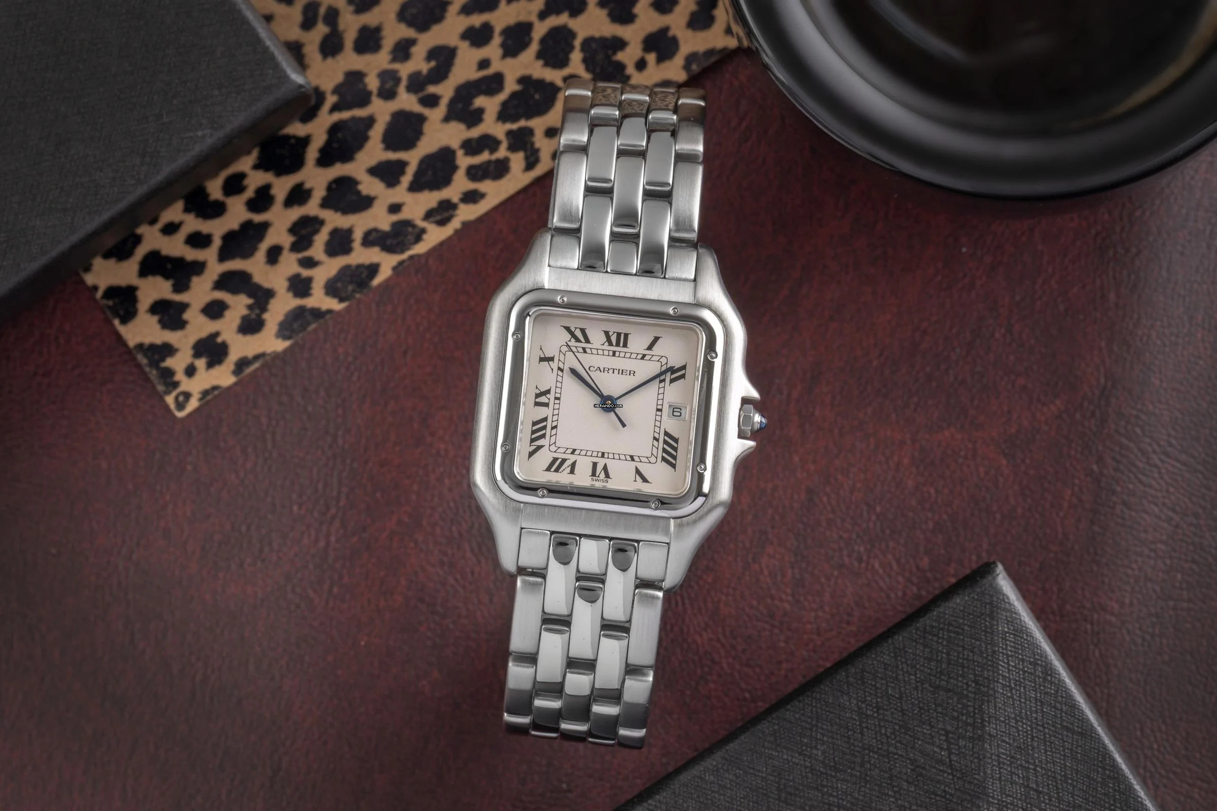 Cartier Panthère Jumbo Stahl Quarz Silver Roman Dial Ref. W25032P5