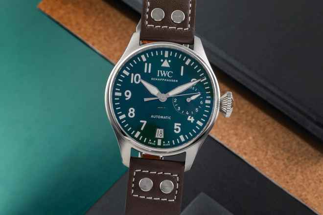  IWC Große Fliegeruhr Big Pilot Stahl Automatik Green Dial Herrenuhr Ref. IW501015 NP. 13900  