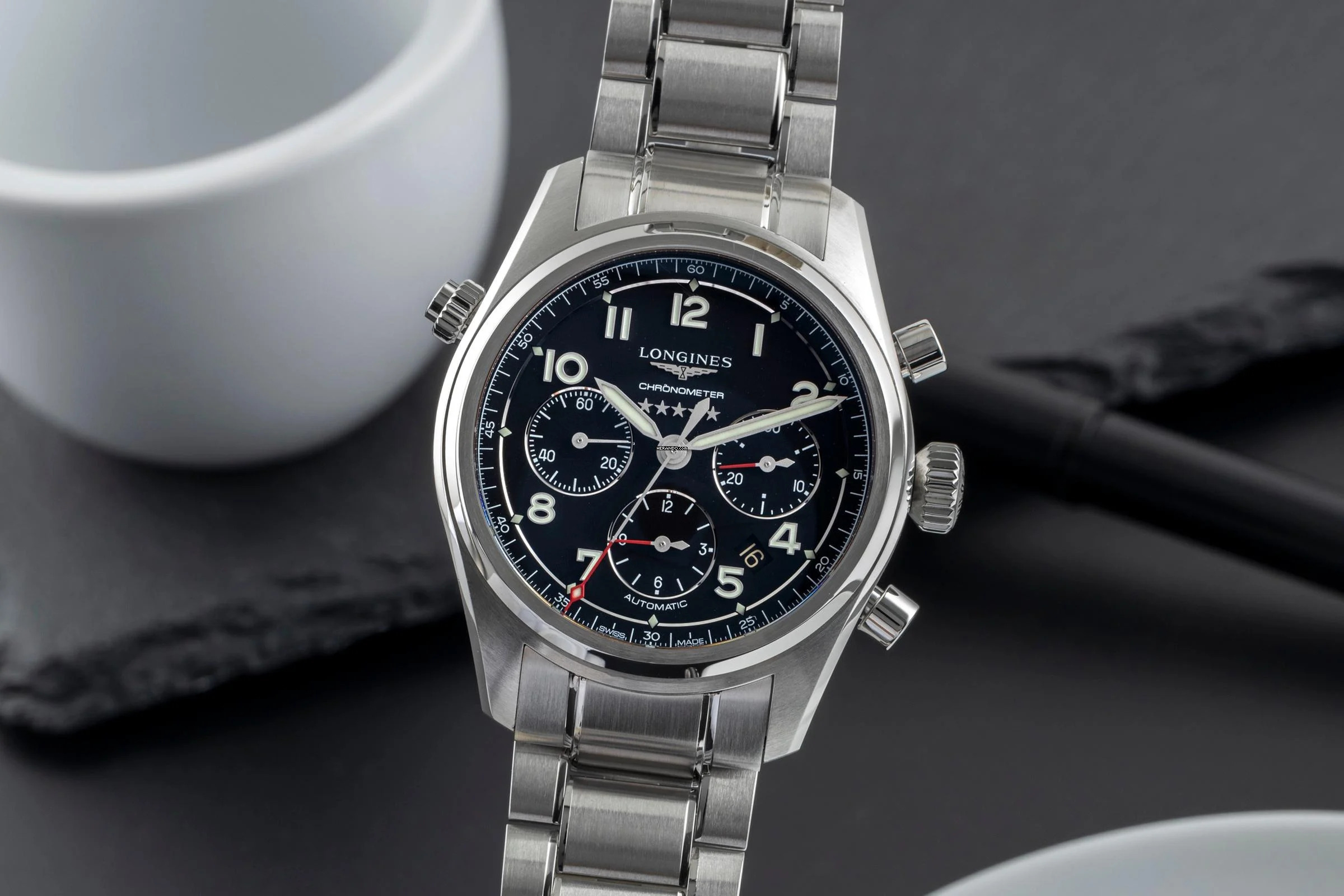 Longines Spirit Chronograph Stahl Automatik Herrenuhr L3.820.4.53.6 B&P 2021