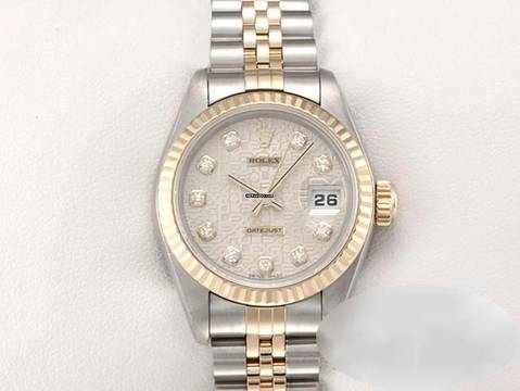  Rolex Lady-Datejust Edelstahl Gelbgold 750 Diamanten Automatik Gold Stahl Damen Stainless Steel 18kt Yellow Gold Jubilé-band Chronometer Oyster 
