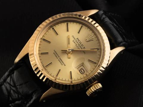  Rolex Lady-Datejust Ref.6917 1972 Box&Beschreibung sehr gut Vintage Datejust Lady open 6/9 18kt Gelbgold 
