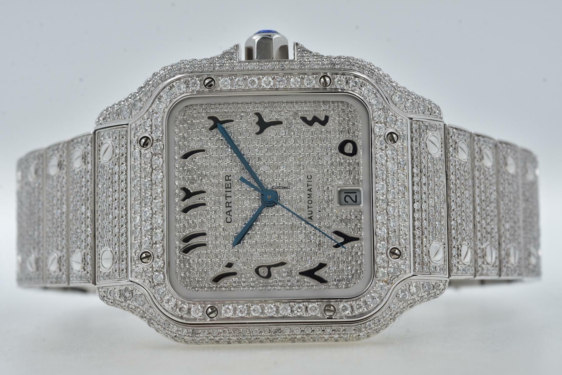 Cartier Santos de Cartier Large WSSA0018 2021 Iced Out Diamonds Diamanten