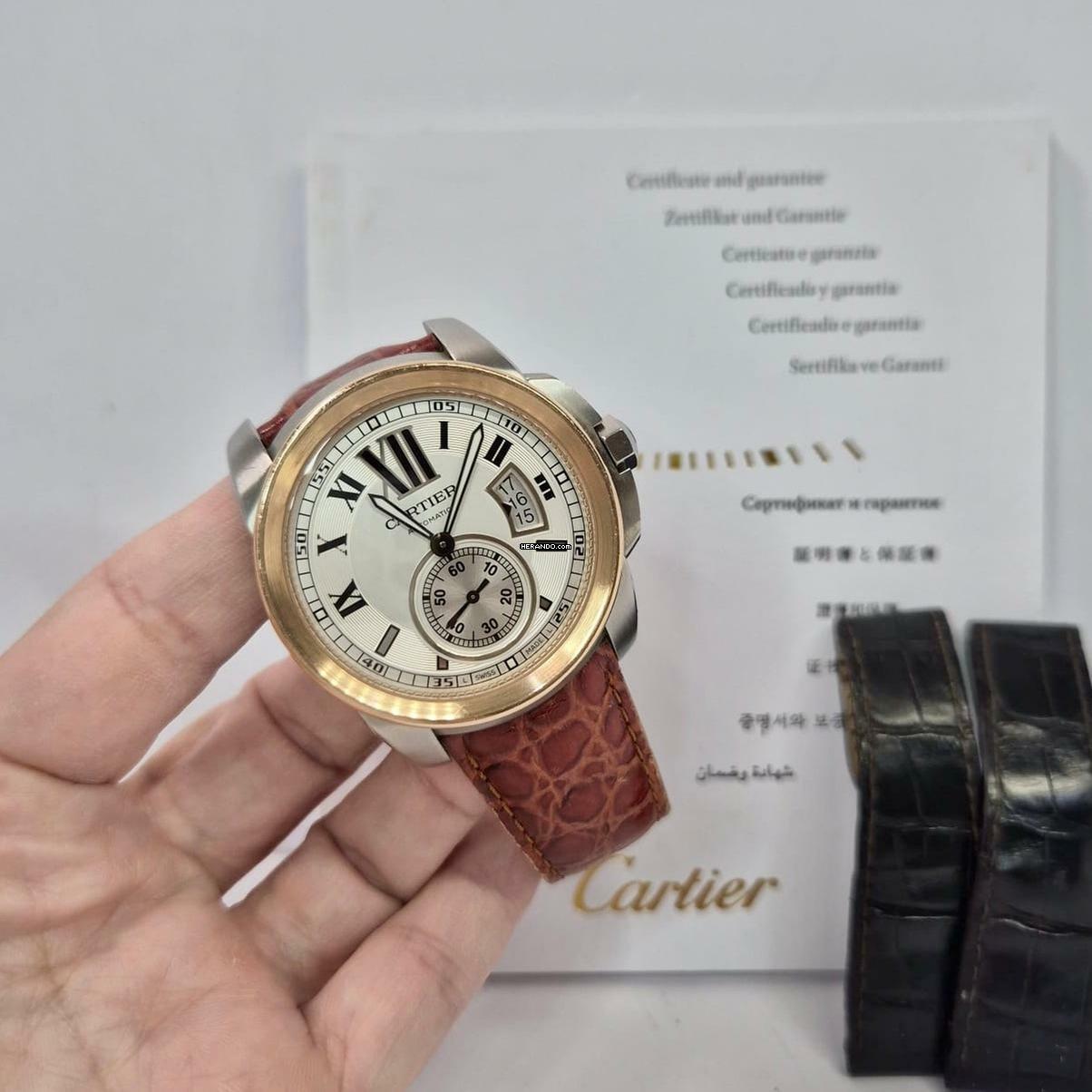 Cartier Calibre de Cartier Ouro Rosé & Aço 42mm Automát. Completo