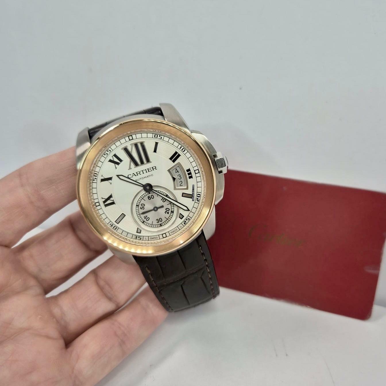 Cartier Calibre de Cartier Ouro Rosé & Aço 42mm Automático Completo