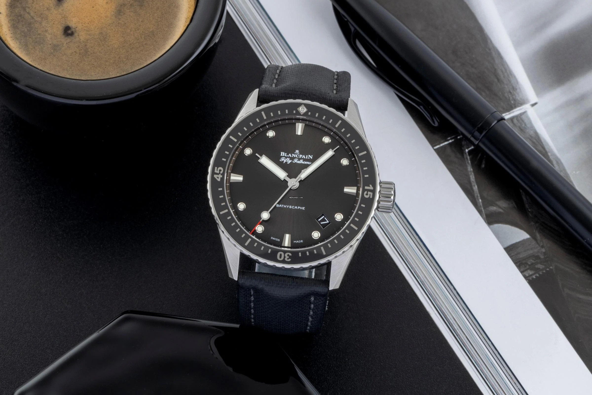 Blancpain Fifty Fathoms Bathyscaphe Stahl Automatik Ref. 5000-1110-B52A Papiere