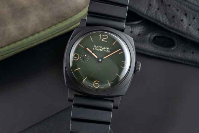  Panerai Radiomir Green Dial Keramik / Titan Handaufzug Herrenuhr Ref. PAM00997 