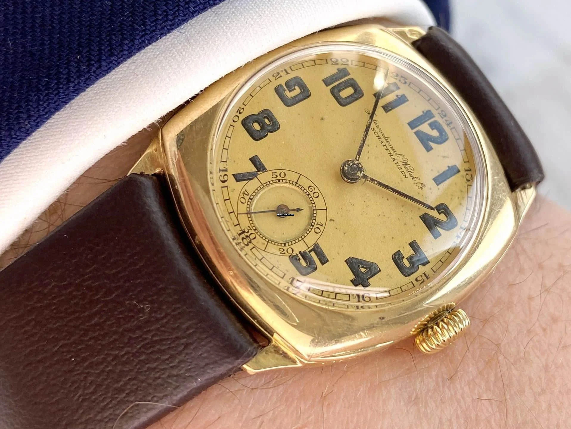 IWC Solid Gold Cushion Shape Vintage Tank Serviced (430 euro) from 1930ties