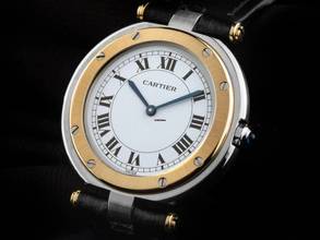 Thumbnail von Cartier Santos Ronde GM großes Modell Ref.8191 1988 Box&Beschreibung sehr gut Vintage Santos Ronde GM Großes Modell