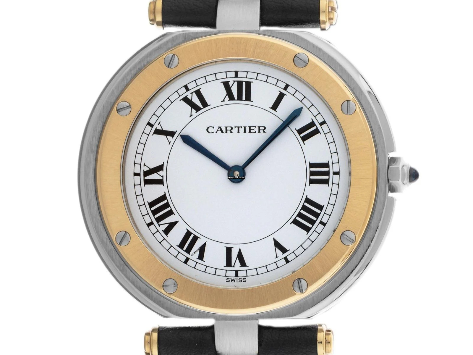 Cartier Santos Ronde GM großes Modell Ref.8191 1988 Box&Beschreibung sehr gut Vintage Santos Ronde GM Großes Modell