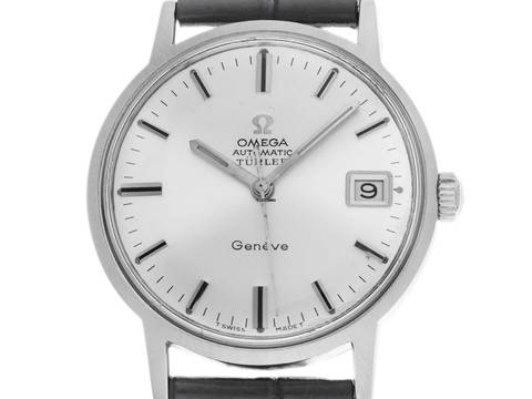  Omega Genève Genevé Türler Date Ref.166.070 1969 original Box sehr gut Vintage Geneve Türler Date Automatic 