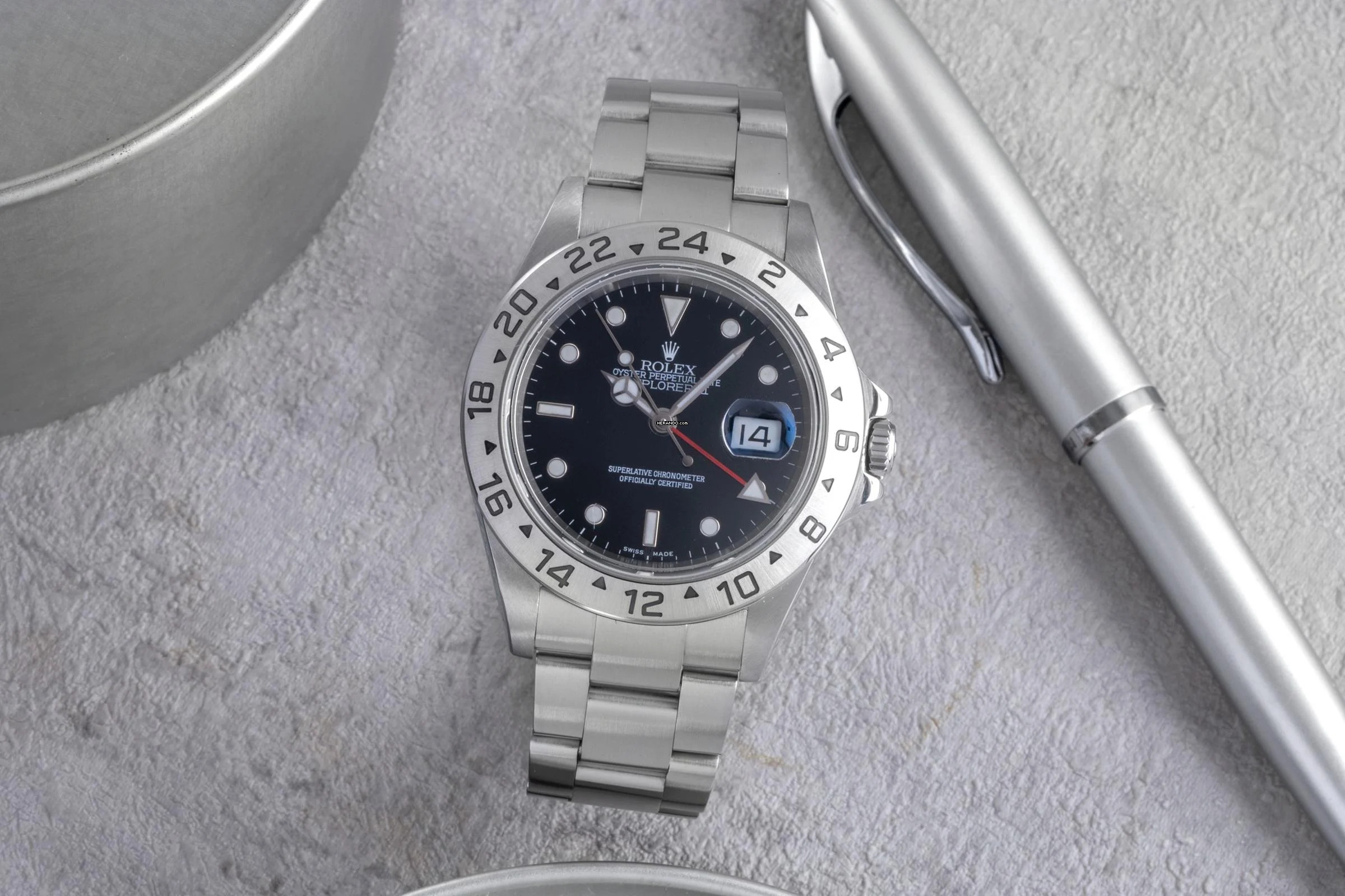 Rolex Explorer II Automatik Edelstahl Datum Herrenuhr Ref. 16570 T D-Serie