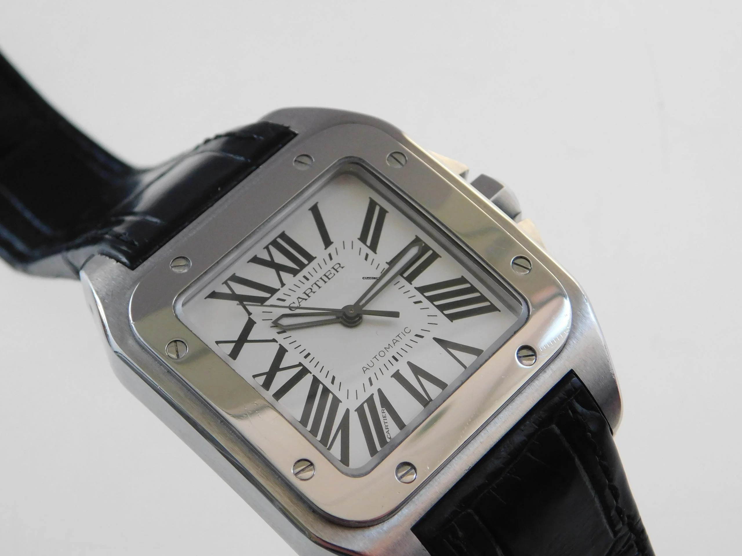 Cartier Santos 100 XL 38 x 51 mm Tresoruhr mit original Krokoband und Faltschließe Wie Neu ! mit original Cartier Krokoband und Faltschließe