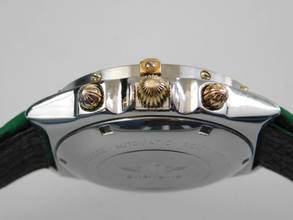 Thumbnail von Breitling Chronomat Stahl Gold weißes Blatt Der Klassiker mit Echt Hai - Lederband