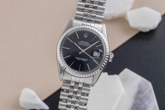  Rolex Datejust 36 Black Dial Edelstahl Automatik Herrenuhr Ref. 16030 Vintage 
