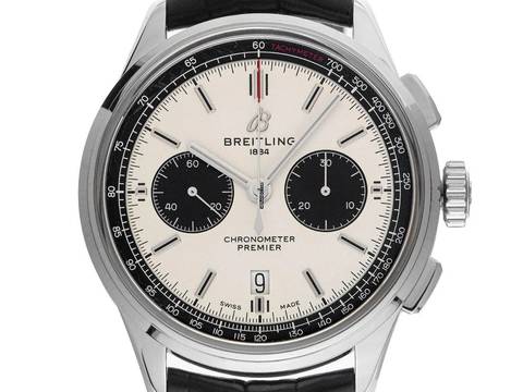  Breitling Premier B01 Ref.AB0118221G1P1 2019 Box&Beschreibung wie Neu Vintage Premier B01 Chronograph Krokoleder Faltschließe 